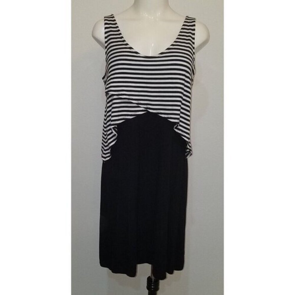 Style & Co Sleeveless Dress Size Small Black White Stripes